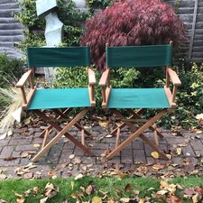 Vintage Jacobs Young & Westbury Hardwood & Green Canvas Directors Folding Chairs