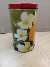 Vintage Floral Storage Tin Octagonal 14x8cm approx