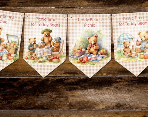 Teddy bear picnic gingham - teddy,
