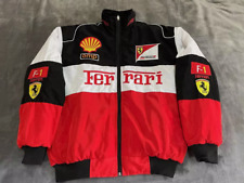 Adult F1 Racing Jacket ,Ferrari Jacket White B ,Ebroidered Cotton Padded