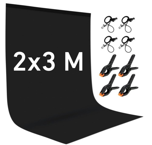 2x3m black photo backdrop - black,