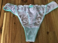 Figleaves lilac aqua semi sheer thong new uk 12