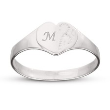 Personalised Children's Silver 925 Heart Baby Signet, Girl's Ring, Birthday, Gif