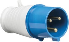 IP44 240V 32A 3 Pin Blue Industrial Plug, Socket & Connector Range