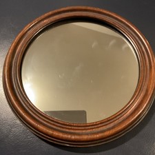 Antique wood porthole mirror