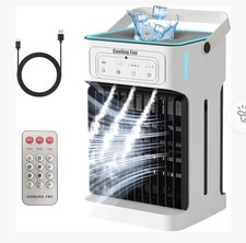 Mobile Air Conditioner with Remote Control, 1100 ml Mini Air Cooler with Water C