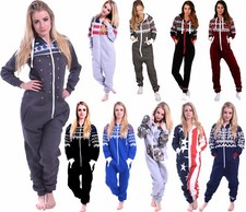 Women 1Onesie Adult Pajamas One Piece Long Sleeve Printed Fleece Hooded Jumpsuit