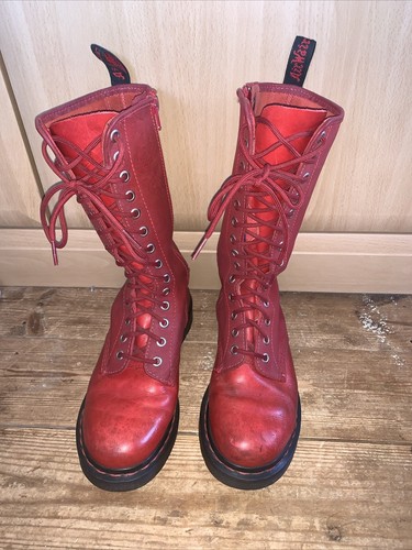 Hole martens boots red - 14,