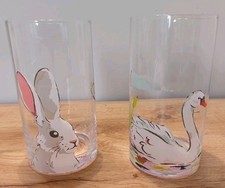 TWO SUPER CATH KIDSTON GLASSES....SWAN AND HARE. GREAT DESIGN.