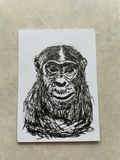 ACEO Original Pen and Ink Signed By Artist - Titled ‘I Know How You Feel’ Chimp