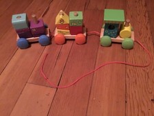 Wooden stacking blocks chad valley pull along train