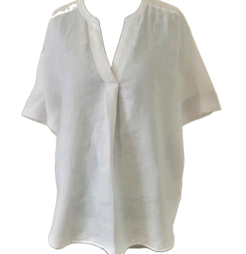 Pure linen blouse white - ,