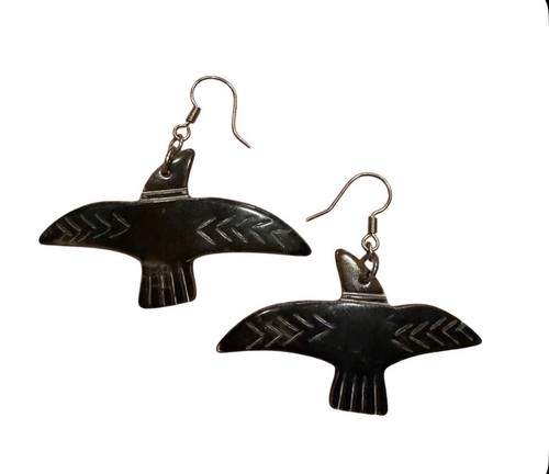 Black lip shell raven earrings - black-lip,
