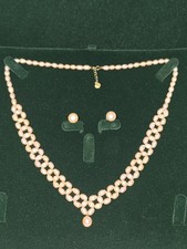 18ct Solid Gold Freshwater Pearl Necklace And Studs Set Women Gils Classy Gifts