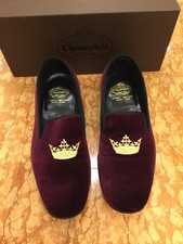 Church's Wine Velvet Slippers