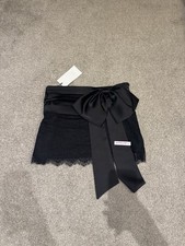 Zara Black Mini Skirt With Contrast Lace & Bow Detail Med