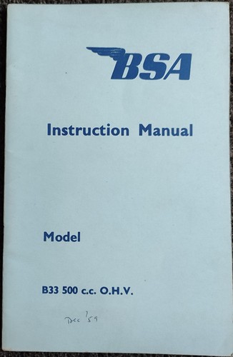 Bsa b33 instruction manual - bsa,