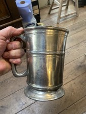 Vintage Gaskell & Chambers Quart Pewter Tankard 1 Quart Monogrammed EW