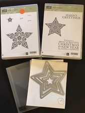 Christmas Bright & Beautiful Star Stampin' Up! wood mount rubber stamp & die set