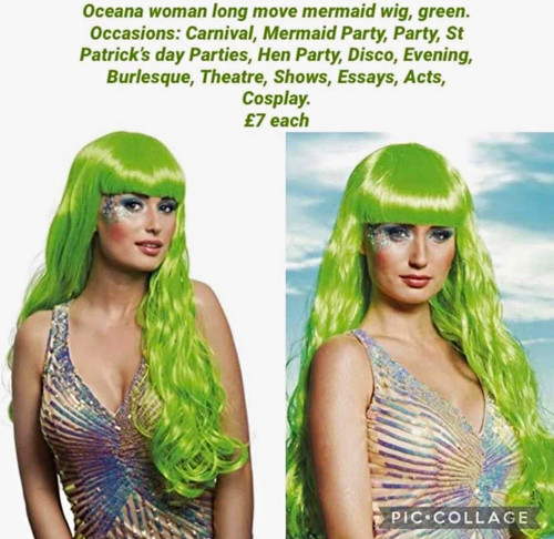 Green long wavy mermaid - long,
