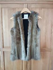Zara Trafaluc Lovely Brown & Beige Striped Faux Fur Gilet Body Warmer Size S