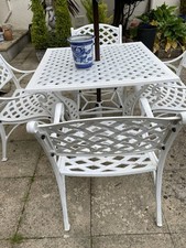 Aluminium 4-Seater Cast Iron Garden Table and Chair Set