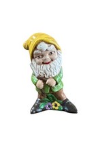 Vintage 70s Garden Gnome Hand Painted Alberta Molds Ceramic Figurine 5”
