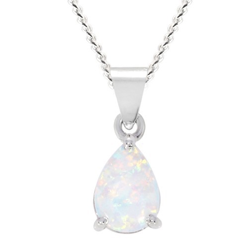Silver white created opal - silver,