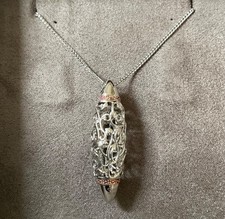 Clogau Am Byth Diamond lozenge pendant necklace in silver and rose gold