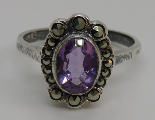 Sterling silver amethyst - silver,