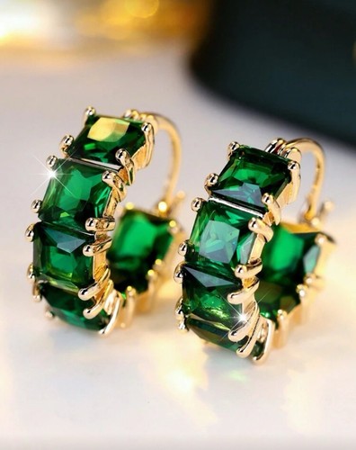 Gold green crystal hoop - green,