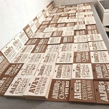 Car boot Market Job Lot Xmas Wooden Plaques VARIOUS NAMES 108 TYPES 242 total