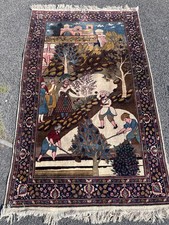Handmade Persian Pictorial Rug – Silk & Wool – 130cm x 210cm – Collector’s Piece