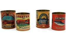 Tin Tubs Metal Storage Utensil Stationary Pot, Lobster Tin Pot Rustic Salmon Pot