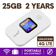Portable Unlocked 4G LTE MiFi WiFi Hotspot 25GB Preloaded  24 Months No Contract