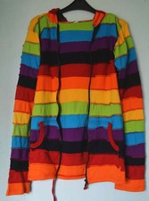 Little Kathmandu Rainbow Cotton Hoodie, Pixie Hood, Hippy, Festival, Size M/L