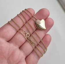 9ct Rose Yellow Gold Clogau Daffoldil Heart Necklace Pendant 6.5g 18” Welsh Gold