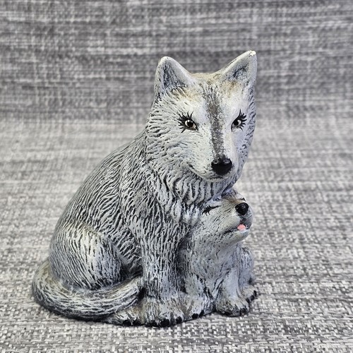 White wolf dog and pup - wolf,
