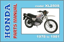 HONDA Parts Manual XL250S XL250 1978 1979 1980 & 1981 Spares List Catalog