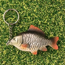 Fishing Keyring. Fish Keyring Anglers Keyring,Gift For Any Angler. (Silver) Carp