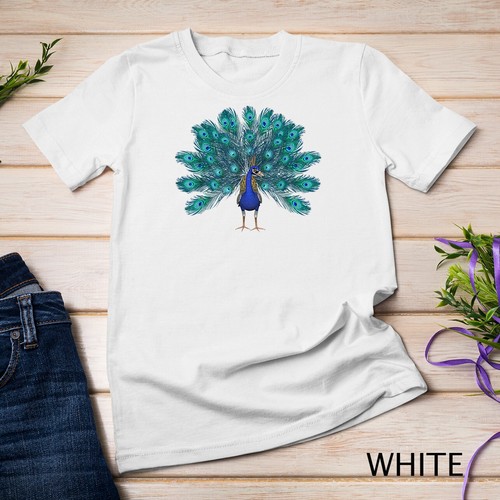 Blue peacock print shirt - blue, t-shirt