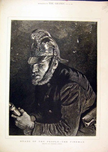 Original old antique print - old,
