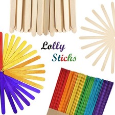 Wooden Lolly Sticks Coloured