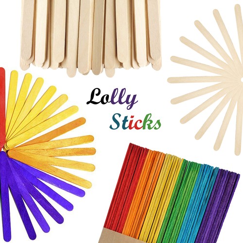 Wooden lolly sticks - sticks, coloured