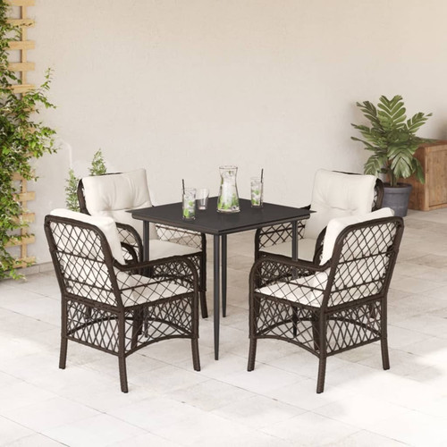 Garden dining set brown cream - dining,