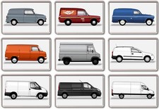FRIDGE MAGNET - VAN COLLECTION - Commercial Vehicles, Large Acrylic, Classic Car