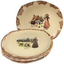 Set of 6 Vintage French Artisan Dinner Plates – Provence Savoie Normandie