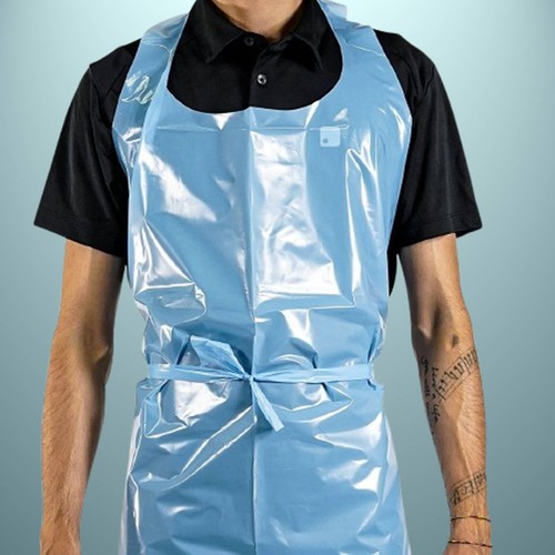 Disposable plastic aprons blue - plastic,