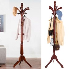 6ft Vintage Wooden Coat Rack Stand with 13 Hooks for Hat Clothes Purse Handbags