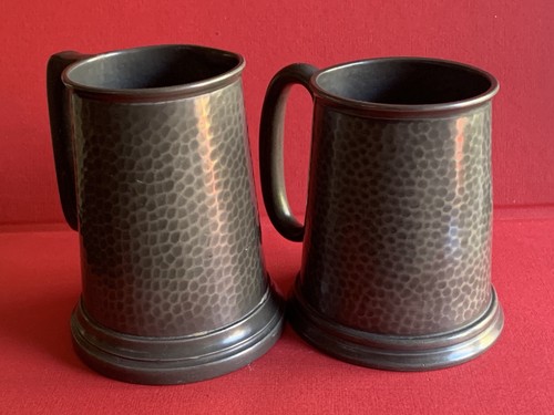 Pair vintage pewter pint - pair,